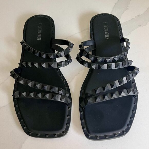 Steve Madden Black Studded Sandals - Picture 2 of 11